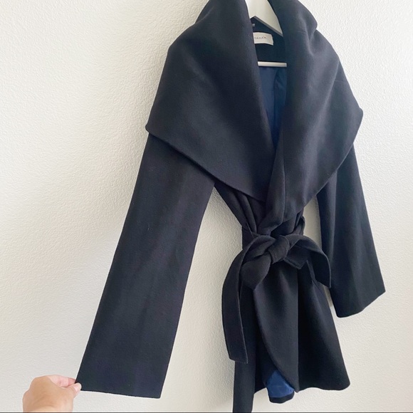 Elie Tahari Marla Wool Blend Convertible Wrap Coat Black Blogger Favorite - Picture 5 of 11